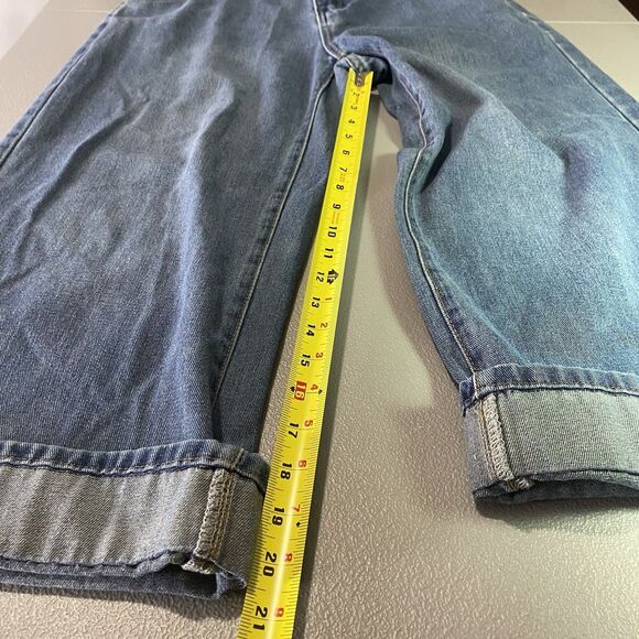 DAZY Jeans High Rise Wide Leg Baggy Fit Cuffed Denim Medium Wash Womens XL Blue - Picture 8 of 12